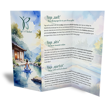 Gefalteter Flyer mit Yoga-Angeboten